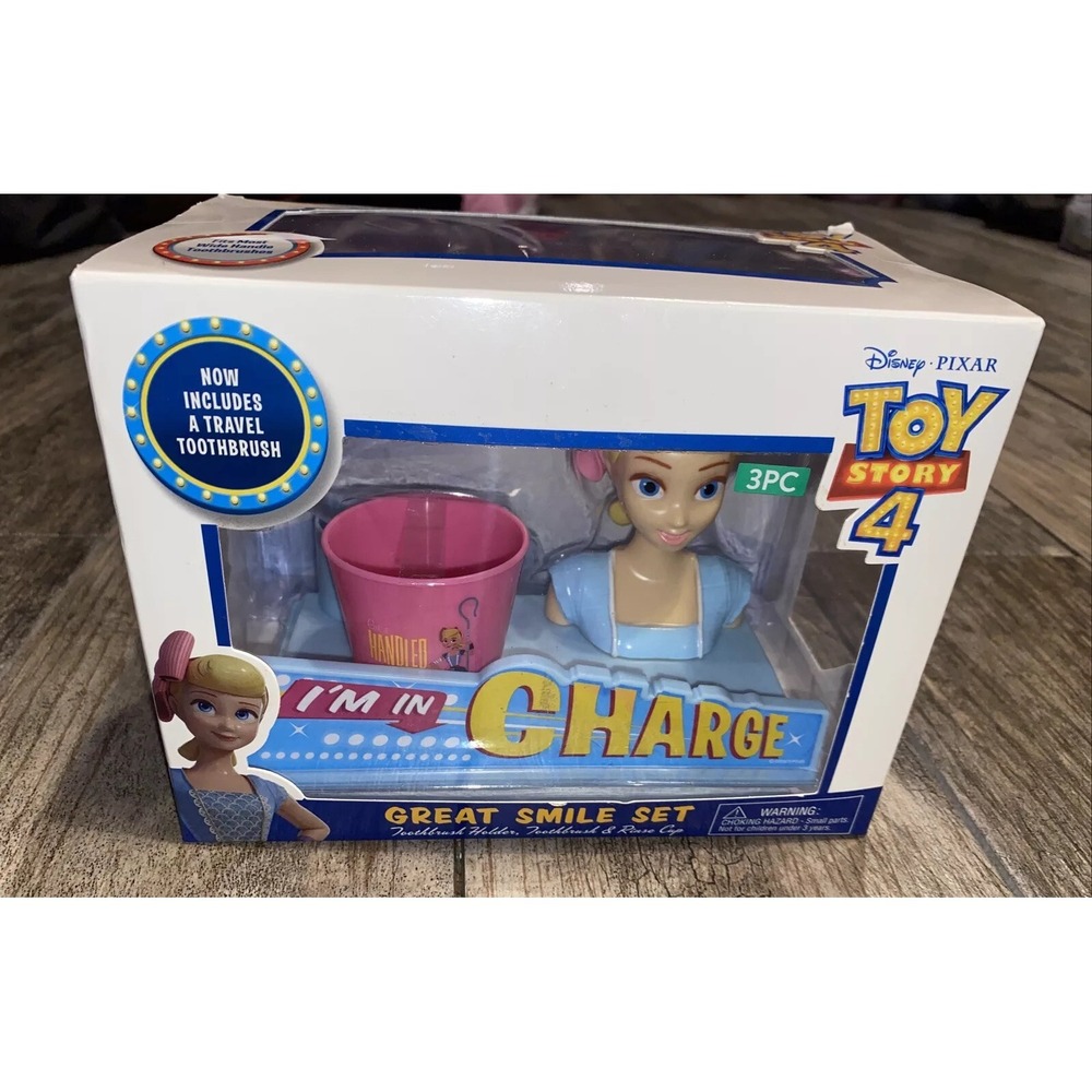 New Disney Pixar Toy Story 4 Bo Peep 3-Piece Toothbrush and Holder Set